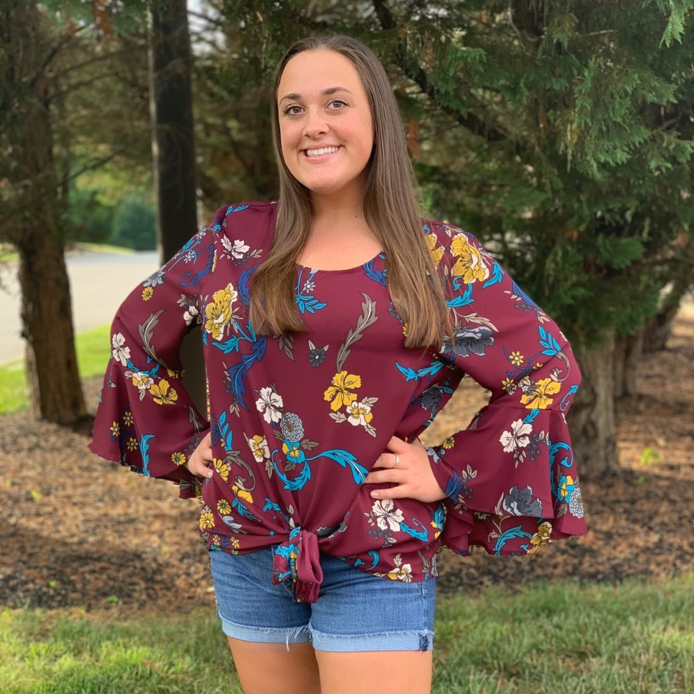 PLUS Size She + Sky Black Floral Print  Top